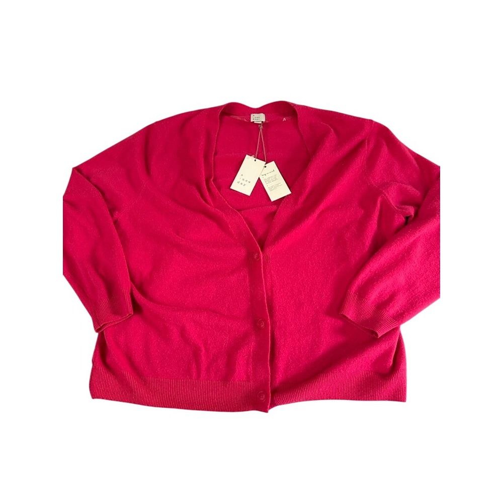 A New Day Womens XXL Pink V-Neck Button Front Cardigan Sweater NWT